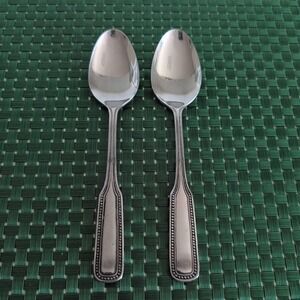Salem 1776 Teaspoons Set Lot of 2 Stainless Beaded Satin Handle Vintage VTG